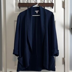 Time and Tru Women's Dark Blue Open Front Blazer